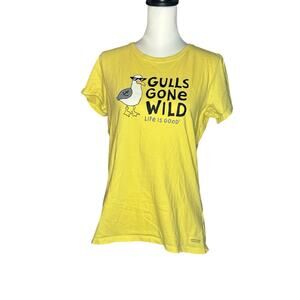 Life is Good Crusher Women's Medium Yellow Short Sleeve Top